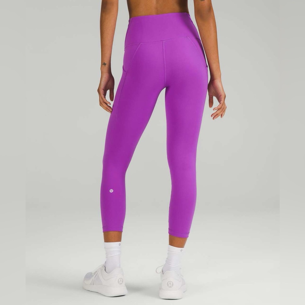 🍋Lululemon Wunder Train High-Rise Crop with Pockets 23" Moolit Magenta Size 4